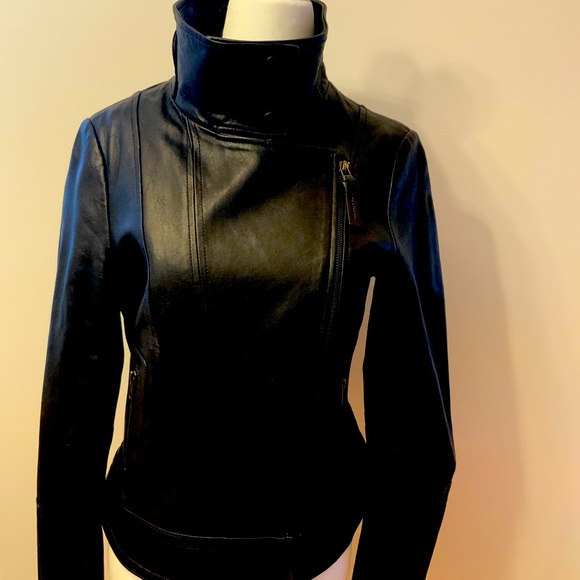 Aritzia Black Leather Moto Jacket - Picture 2 of 2